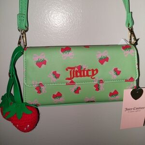 Juicy Couture Green Strawberry Wallet Crossbody